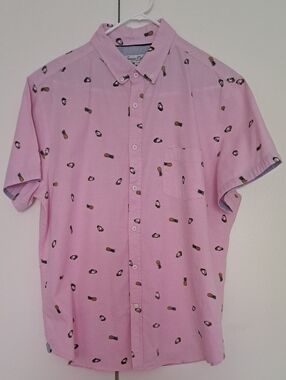 Sovereign Code Pink Short-Sleeve Button-Down Shirt with Pineapple Print